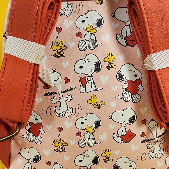 Loungefly Peanuts Snoopy & Woodstock Valentine\'s Day Heart AOP Mini Backpack NEW main image 5